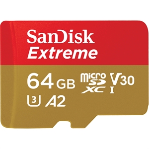 Sandisk 64GB microSDXC Extreme UHS-3 kort til nye droner